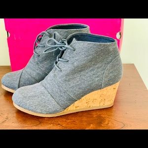 Wedge denim booties
